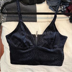 Black Textured Crop Top; Guess | small
